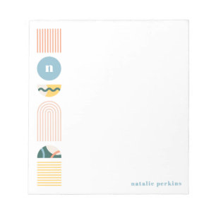 Geometrisches Rainbow Monogram Notepad - Gelb Notizblock