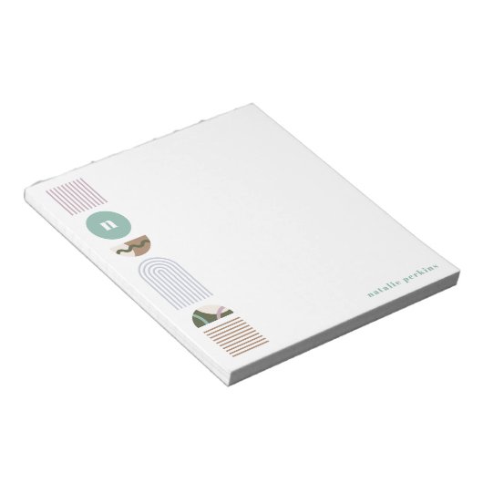 Geometrisches Rainbow Monogram Notepad - Grün Notizblock (angewinkelt)