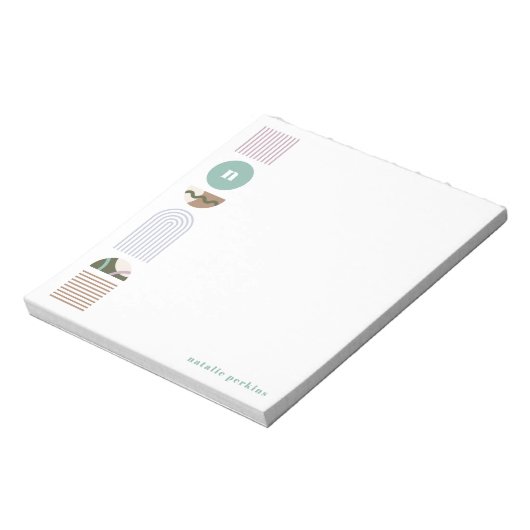 Geometrisches Rainbow Monogram Notepad - Grün Notizblock (Rotiert)