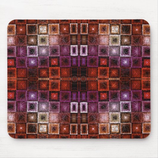 Geometrisches Raster mit roter und Lila Geometrie, Mousepad (Vorne)