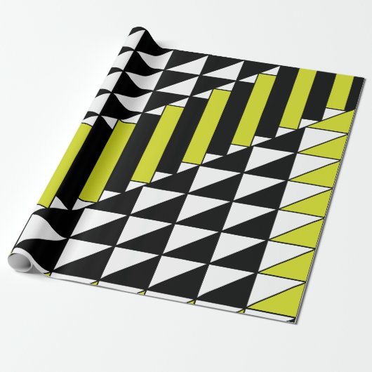 Geometrisches Rechteck Schwarz Grün Geschenkpapier (Ungerollt)