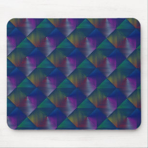 Geometrisches Regenbogendesign auf blau Mousepad
