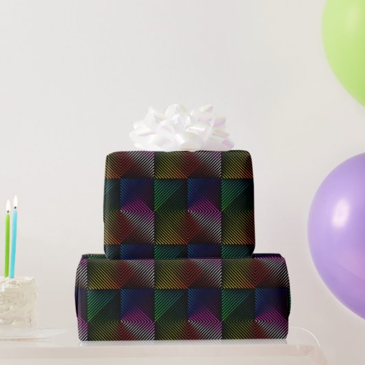 Geometrisches Regenbogendesign Geschenkpapier (Partygeschenke)