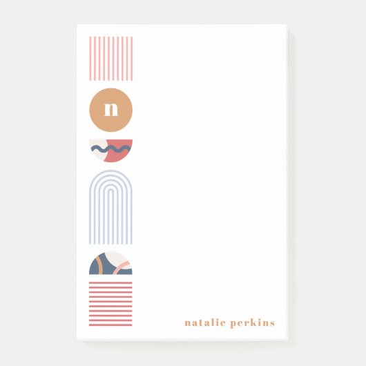 Geometrisches Regenbogenmonogramm - Nachhinweise - Post-it Klebezettel (Vorderseite)