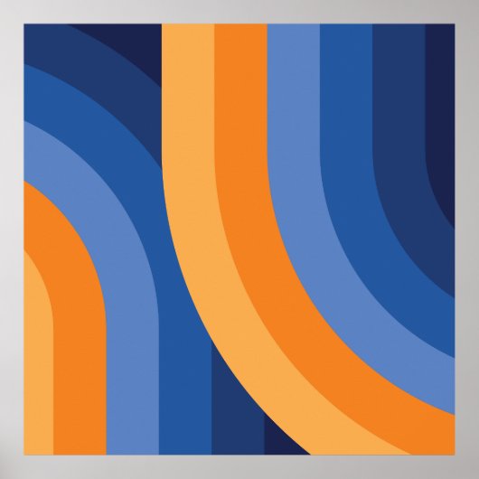 Geometrisches Regenbogenmuster in Navy Blue Orange Poster (Vorne)