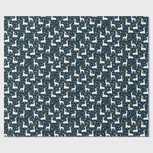 Geometrisches Rentier- und Sternenwinterdesign Geschenkpapier (Flach)