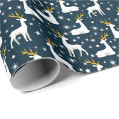 Geometrisches Rentier- und Sternenwinterdesign Geschenkpapier (Rolleneckpunkt)