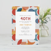 Geometrisches Retro-Abstrakter Geburtstag des mitt Einladung (Stehend Vorderseite)