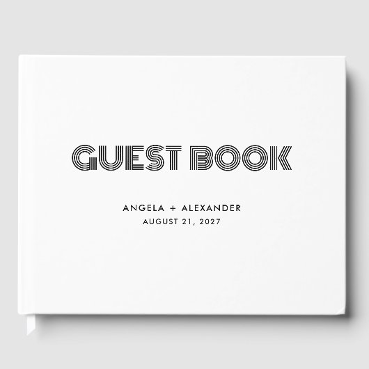 Geometrisches Retro Art Déco Hochzeit Gästebuch (Vorderseite)
