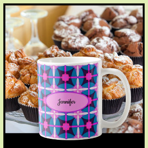 Geometrisches Retro-Design in Rosa, Lila und Blau  Kaffeetasse