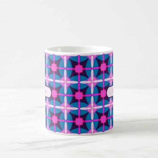 Geometrisches Retro-Design in Rosa, Lila und Blau Kaffeetasse (Mittel)