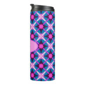 Geometrisches Retro-Design in Rosa, Lila und Blau Thermosbecher (Nach rechts gedreht)