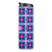 Geometrisches Retro-Design in Rosa, Lila und Blau Thermosbecher (Nach rechts gedreht)