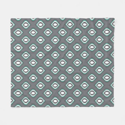 Geometrisches Retro ikat Stammes- Muster Fleecedecke (Vorderseite (Horizontal))