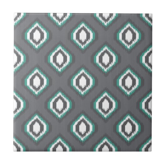 Geometrisches Retro ikat Stammes- Muster Fliese (Vorderseite)