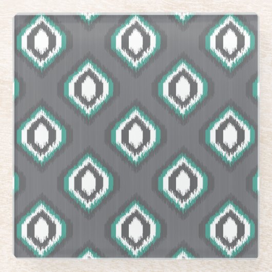 Geometrisches Retro ikat Stammes- Muster Glasuntersetzer (Vorderseite)