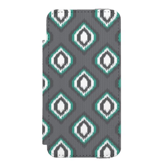 Geometrisches Retro ikat Stammes- Muster Incipio iPhone Geldbeutel-Hülle (Folio Vorderseite)
