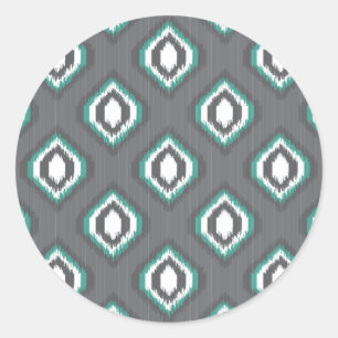 Geometrisches Retro ikat Stammes- Muster Runder Aufkleber