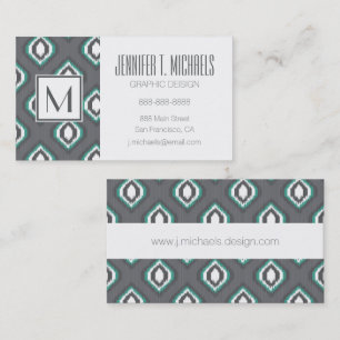 Geometrisches Retro ikat Stammes- Muster Visitenkarte