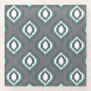Geometrisches Retro-Ikat-Stammesmuster Glasuntersetzer