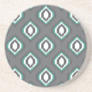 Geometrisches Retro-Ikat-Stammesmuster Sandstein Untersetzer