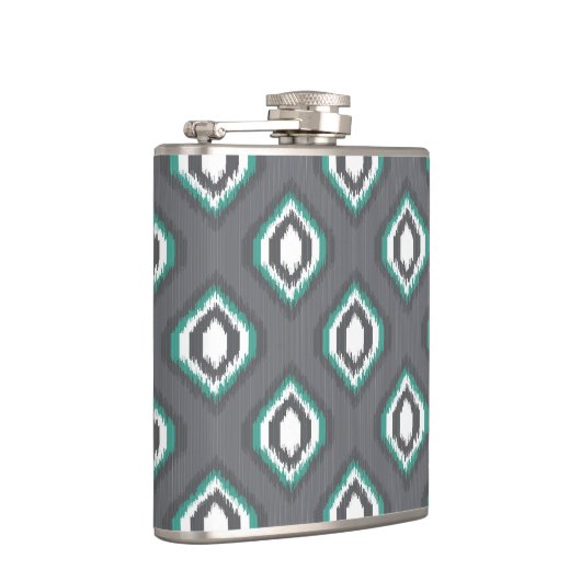 Geometrisches Retro-Kat-Stammmuster Flachmann (Rechts)