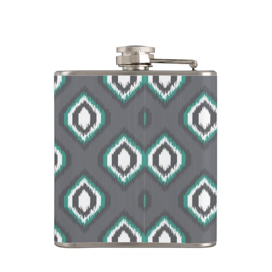 Geometrisches Retro-Kat-Stammmuster Flachmann (Rückseite)