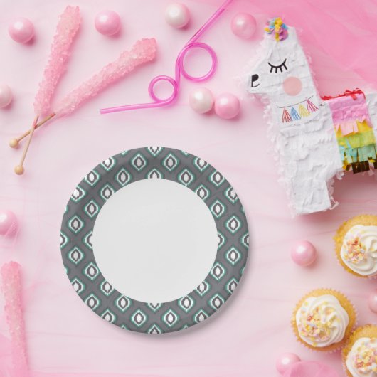 Geometrisches Retro-Kat-Stammmuster Pappteller (Party)