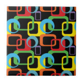 Geometrisches Retro-mehrfarbiges Muster Fliese (Vorderseite)