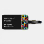 Geometrisches Retro-mehrfarbiges Muster Personalis Gepäckanhänger (Rückseite horizontal)