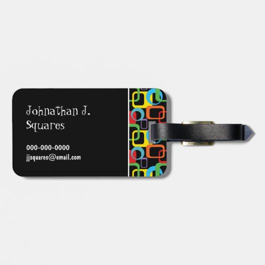 Geometrisches Retro-mehrfarbiges Muster Personalis Gepäckanhänger (Rückseite horizontal)