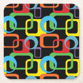 Geometrisches Retro-mehrfarbiges Muster Rechteckiger Pappuntersetzer (Vorderseite)