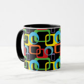 Geometrisches Retro-mehrfarbiges Muster Tasse (Vorderseite Links)