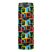 Geometrisches Retro-mehrfarbiges Muster Thermosbecher (Rückseite)