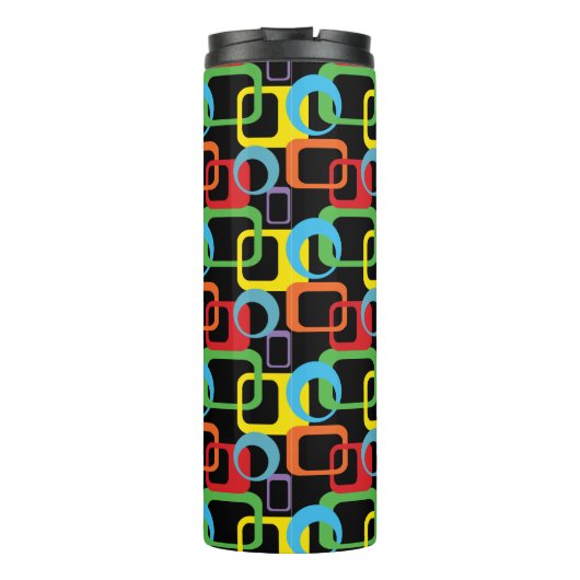 Geometrisches Retro-mehrfarbiges Muster Thermosbecher (Rückseite)