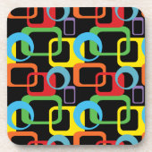 Geometrisches Retro-mehrfarbiges Muster Untersetzer (Vorderseite)