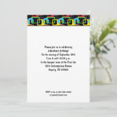 Geometrisches Retro-mehrfarbiges Muster zum Geburt Einladung (Stehend Vorderseite)