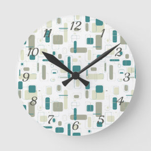 Geometrisches Retro-Midcentury-Modern Runde Wanduhr