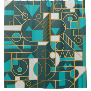 Geometrisches Retro: Minimalistisches Artwork Post Duschvorhang