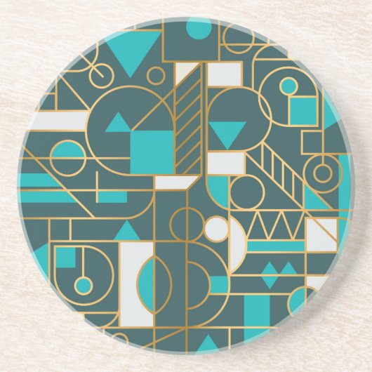 Geometrisches Retro: Minimalistisches Artwork Post Getränkeuntersetzer (Vorne)