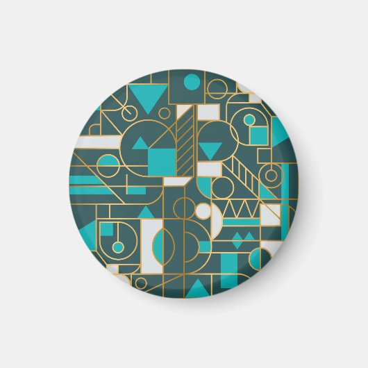 Geometrisches Retro: Minimalistisches Artwork Post Magnet (Vorne)