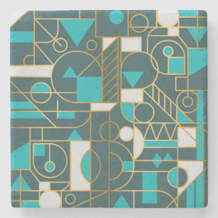 Geometrisches Retro: Minimalistisches Artwork Post Steinuntersetzer