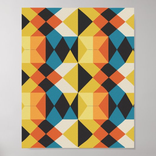 Geometrisches Retro-Mosaikmuster Poster (Vorne)