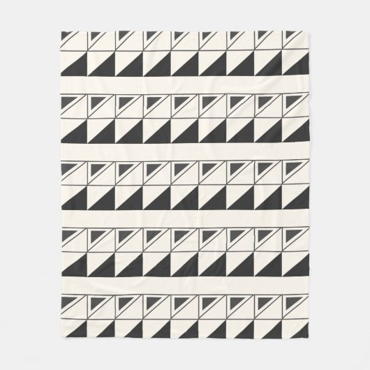Geometrisches Retro-Muster für Schwarz und Weiß-Mi Fleecedecke (Vorderseite)
