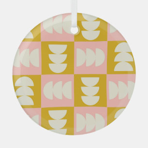 Geometrisches Retro-Muster im Stil der Mitte des 2 Ornament Aus Glas