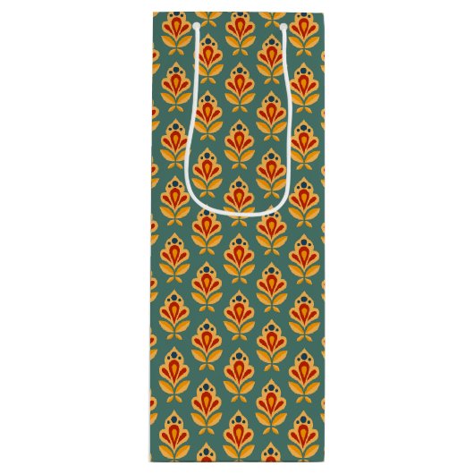 Geometrisches Retro-Print Gemustert Geschenktüte Für Weinflaschen (Vorderseite)