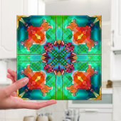 Geometrisches Retro Psychedelic Kaleidoskop-Tile Fliese