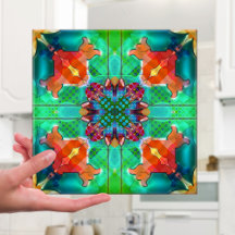 Geometrisches Retro Psychedelic Kaleidoskop-Tile