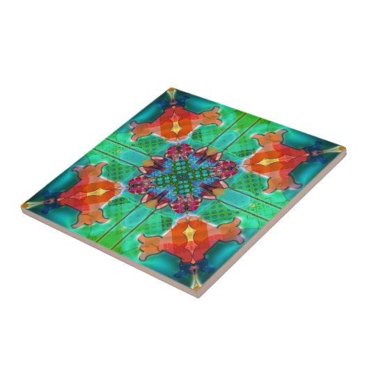Geometrisches Retro Psychedelic Kaleidoskop-Tile Fliese (Seite)