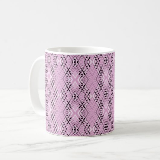 Geometrisches Retro-Rosa-Diamantmuster Kaffeetasse (Vorderseite Links)